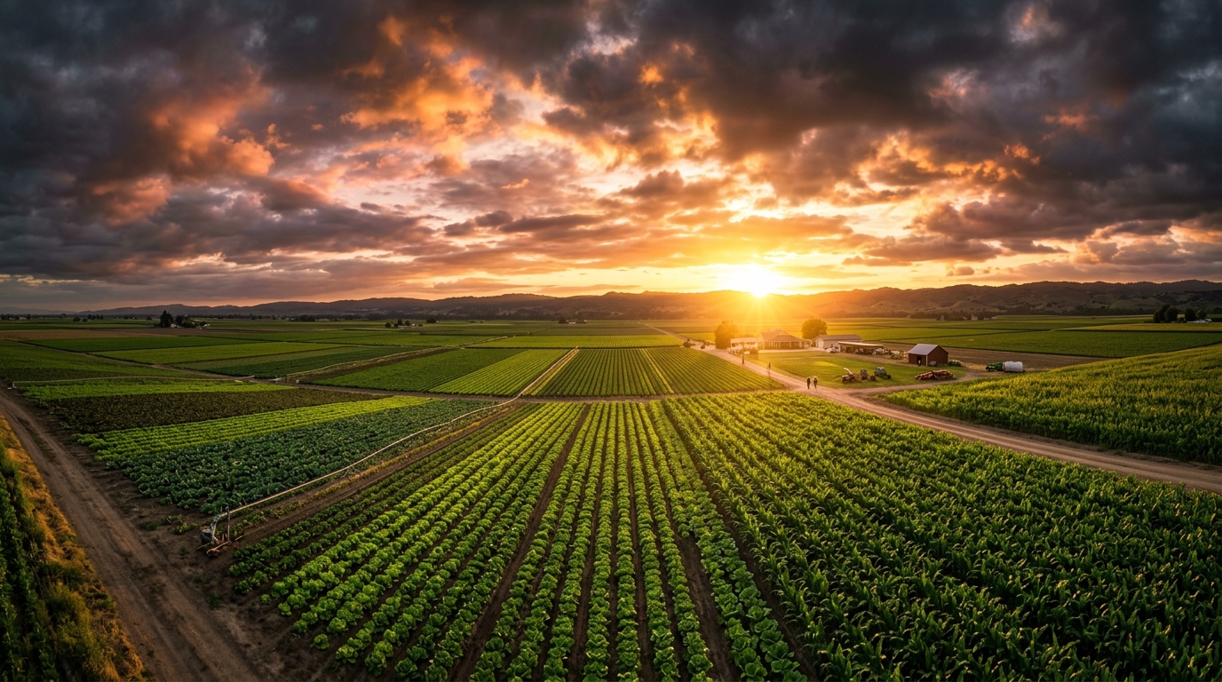 Agricultural sunset field